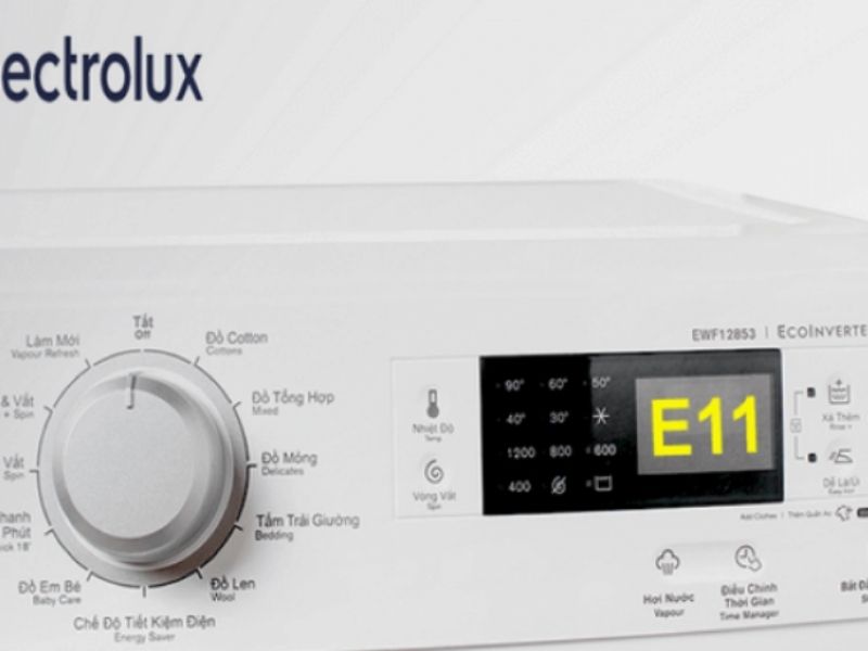 Dấu hiệu nhận biết máy giặt Electrolux báo lỗi E11