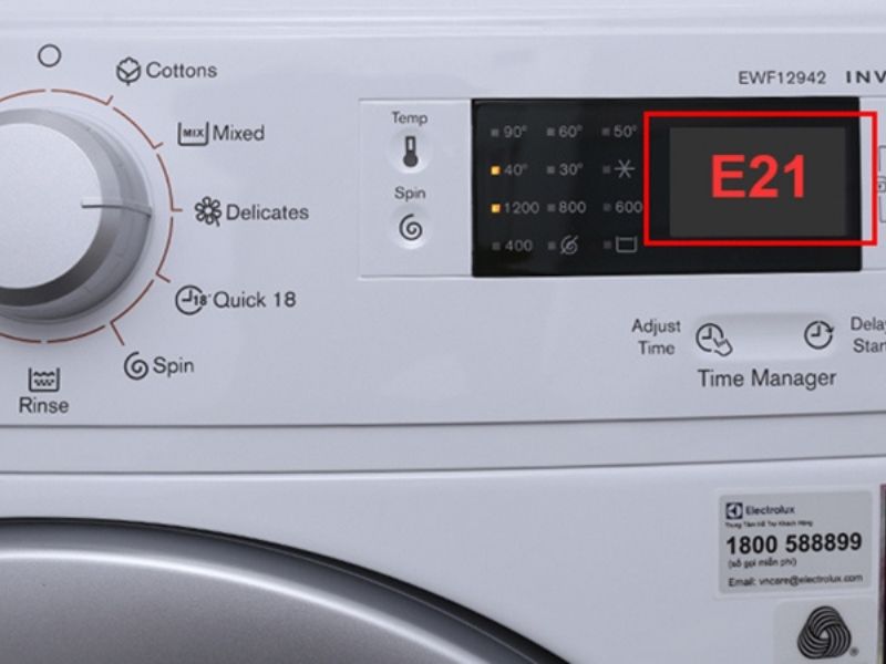Nguyên nhân chi tiết lỗi E21 máy giặt Electrolux